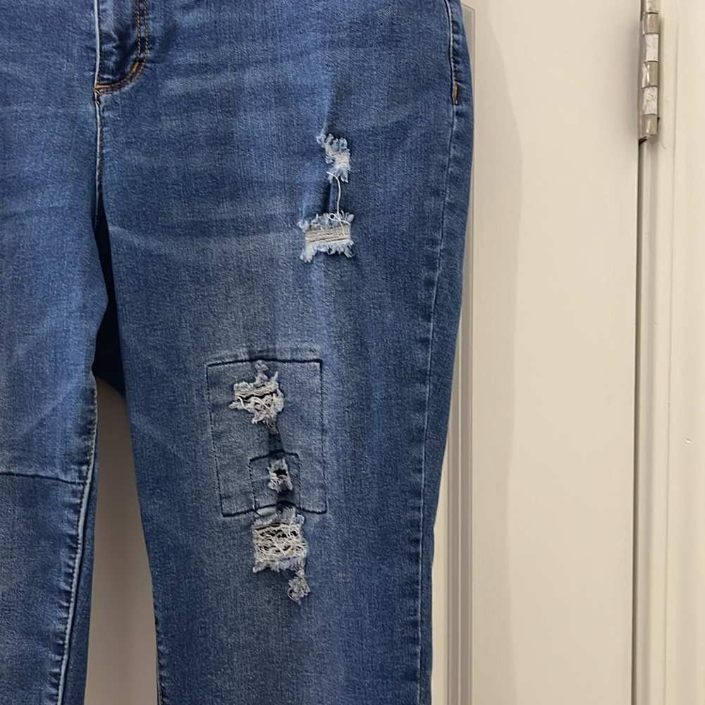 Distressed Blue Cropped Jeans - Picture 5 of 6